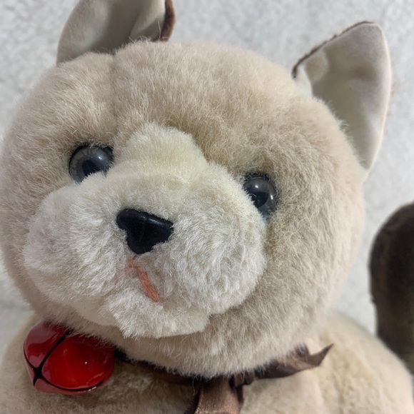 Playful Pals Siamese Cat plush Brown tan 12" satin bow red bell Mervyn's - Picture 4 of 12
